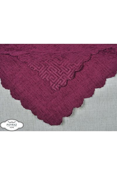 POYRAZ Shiny Patterned Chenille Plum Double Sided Sofa Sofa Bed Cover wrap