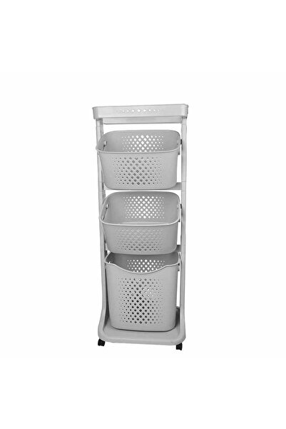 Titiz Leon Life 4-Tier Rolling Basket Organizer - Light Gray
