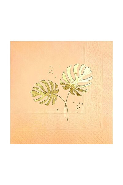 Story منديل ورقي منقوش بأوراق Monstera باللون البيج مقاس 33x33 سم مكون من 16 ...