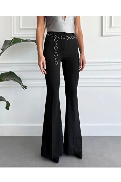 ASIR BUTİK İSPANYOL PAÇA SİYAH KUMAŞ PANTOLON