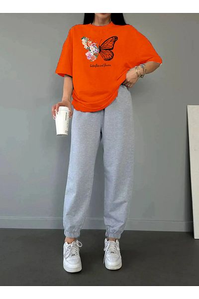 Rex Darius Women's Tracksuit Set - Print Detailed, Combed Cotton, Short Sleeve