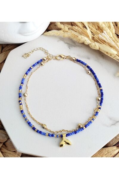 HALHALMILL Lacivert Gold Karışım Balina Kuyruğu Halhal