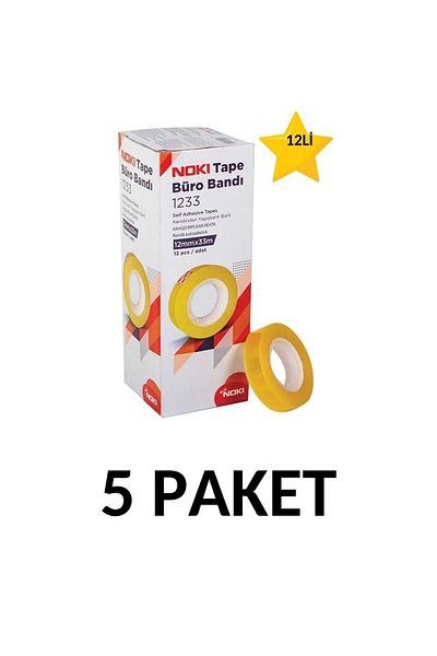 Noki 5 Packs (60 Pieces) 12mmx33m Transparent Office Tape Money Tape