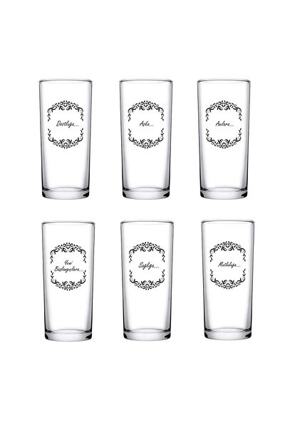 Paşabahçe Set of 6 Conversation and Good Wishes Glass 200 Cc