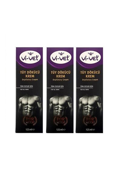 Vi-vet Men's Hair Removal Cream - Vivet 125ml x 3 Pieces