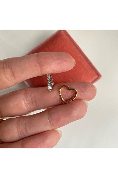 Okkostore Kadın Kalp Detaylı Halka Tragus Piercing