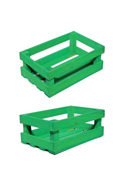 DEMBEY AHŞAP ATÖLYE Ahşap Kasa Raf Çiçeklik Renkli Mini Kasa Yeşil 1 Adet