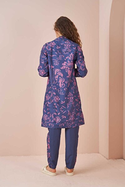 Mevra Μαγιό με σχέδιο πλακιδίων, μακρύ ινδιγκό