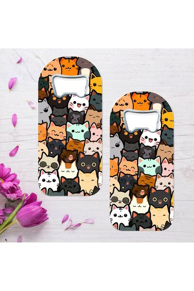 Genel Markalar Çılgın Kediler Özel Tasarımlı Oval Uzun Açacaklı Magnet