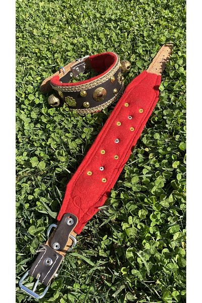 Sürmeli Tasma Puppy Leather Dog Collar Black with 2 Bells