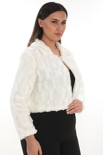 memetti m şekil Bolero cu pene albe cu mâneci lungi din blană pentru mireasă, bolero cu o singură broșă
