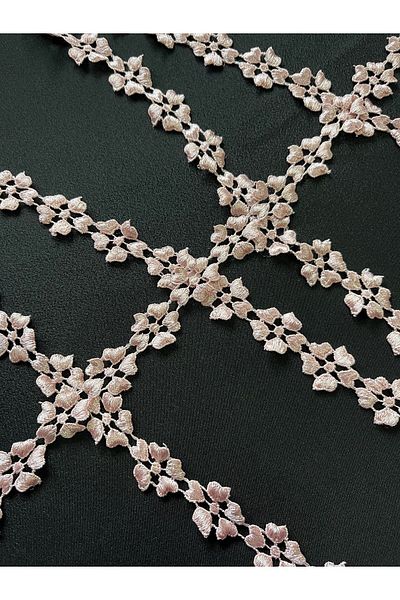 Ozpas Pink Flower Patterned Heart Strip - 2 Cm X 3 Mt
