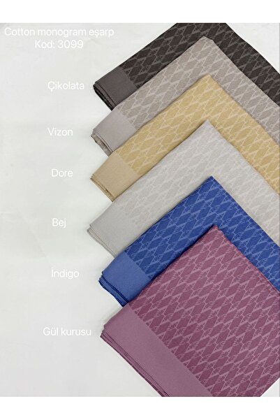 ARMANDA Cotton Monogram Scarf Indigo (1 Piece)