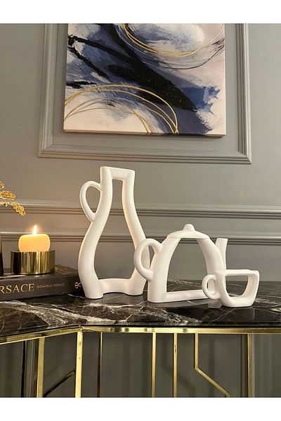 AstreHome White Scandinavian Style Teapot Vase Set