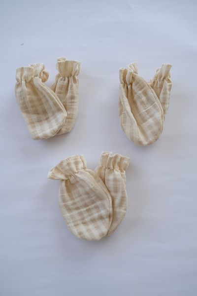 runbaby Cotton Double Layer Muslin Fabric 3 Pairs Baby Gloves