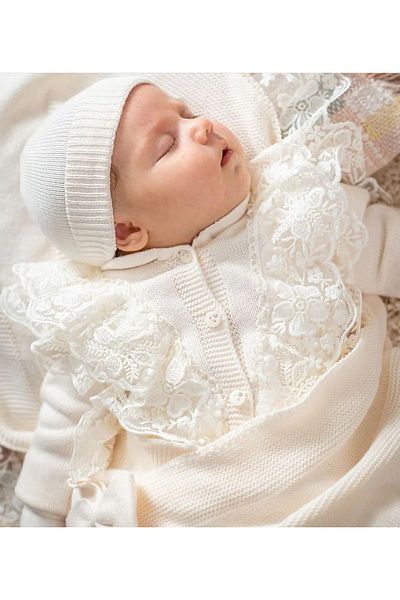 limebabies Nipperland Baby Girl Knitwear Hospital Discharge Set - Organic Cotton, Cream, 100% Cotton
