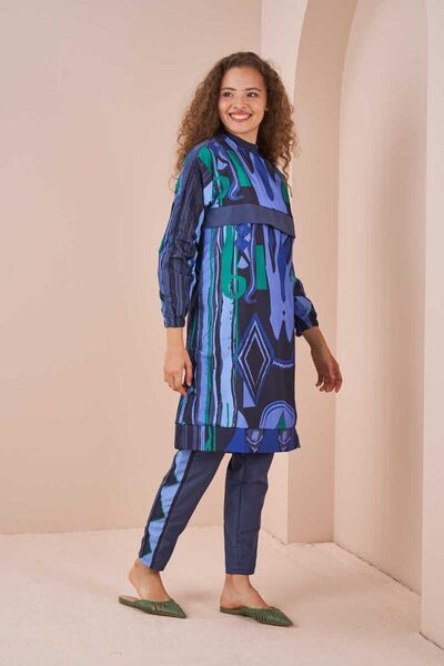 Mevra Μαγιό με έθνικ σχέδιο, μακρύ ινδιγκό