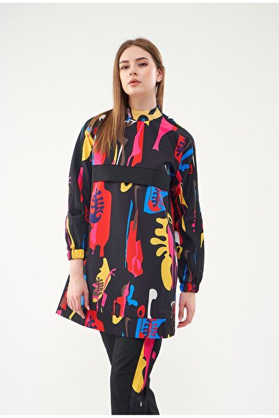 Mevra Μαύρο κοντό μαγιό με σχέδιο Lia