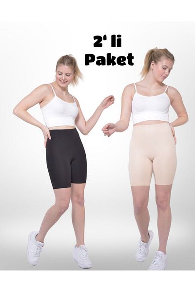 SWEAT FAST Porfy Model 2 piese - Corset fără cusături cu talie înaltă, fără sudură, culoare negru și maro
