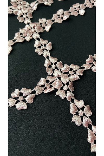 Ozpas Pink Flower Patterned Heart Strip - 2 Cm X 3 Mt