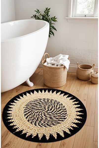 Noble Halı Dijital Baskı Yuvarlak Hasır Güneş Dönencesi Etnik Desenli Modern ...