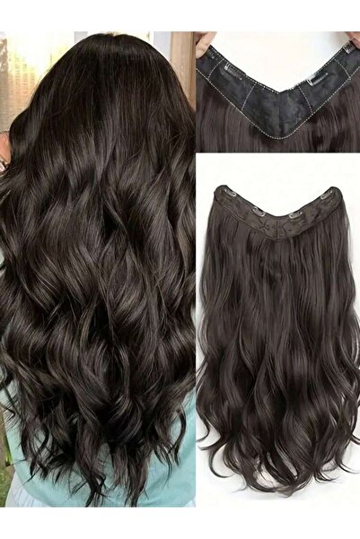 AKOLİFE Kestane Kahve U Part Extra Geniş Yarım Ay - Gerçek Saç Dokusu