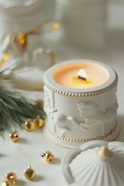 LALEZEN HOME Gold Detaylı Atlı Karınca Mum Mumluk