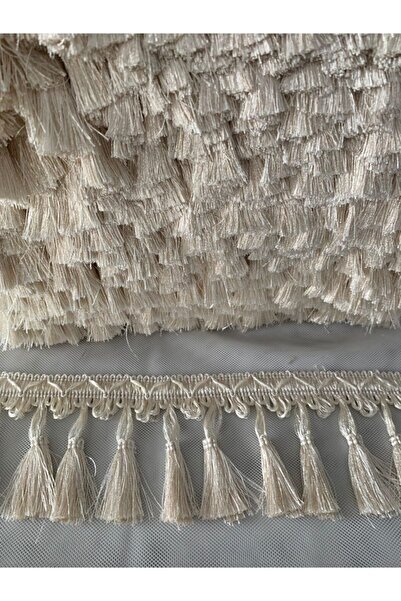 lovelyhome35 Ekru Perde Saçak-perde Püskül-perde Kenar Süsü-perde Püskülü