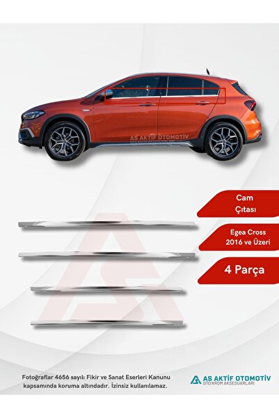 as aktif otomotiv oto krom aksesuarları Fiat Egea Hb-cross Cam Çıtası 4 Parça...