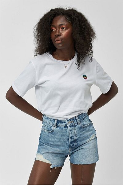 The Socks Company Rasta Peace Crew Neck Άνετη εφαρμογή Κεντημένο λευκό μπλουζάκι Unisex σε κουτί