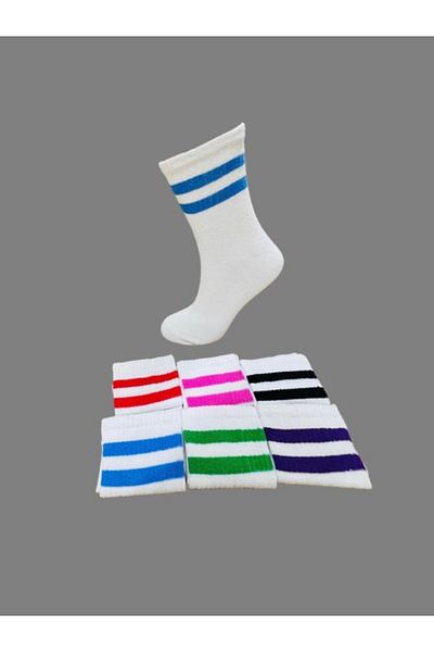 MY MENORA SOCKS Unisex College Socks - Colorful Striped, 6 Pairs
