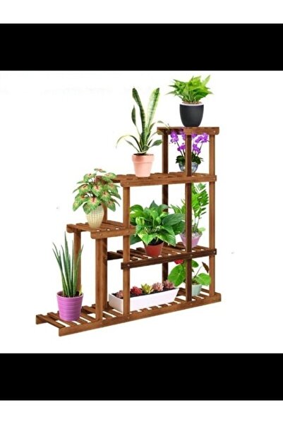 DEMBEY AHŞAP ATÖLYE Ahşap Çiçeklik Kitaplık Saksılık Balkon Bahçe Standı No7