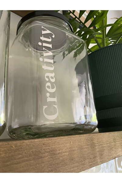 Atölye Merdiven Keep It Simple Cam Dekoratif Erzak Kahve Kavanozu Çay Şeker Kavanozu