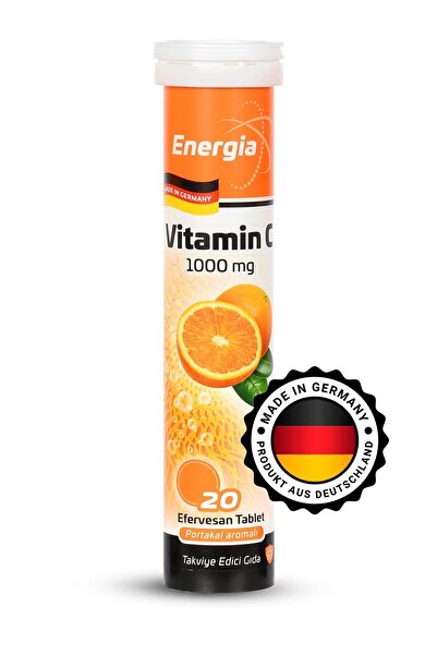 Energia Vitamin C 1000mg 20 Effervescent Tablet Ve Takviye Edici Gıda