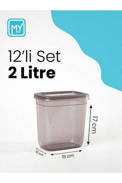 MYBOX Set of 12 Labeled Food Storage Containers - Leak Proof Lid Pulses Storage Box 2000ml