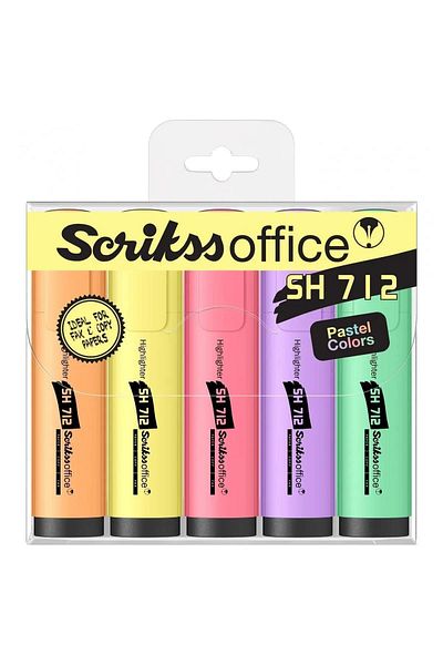 Scrikss Set of 5 Pastel Highlighter Pens