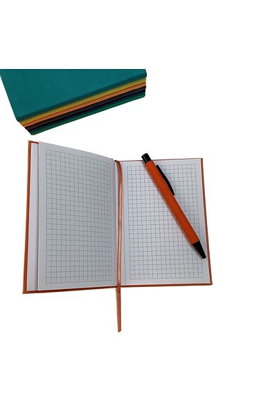 blume Acar Thermo Leather Flexible Cover 10.5*15 Cm 160 Pages Checked Notebook Dark Orange