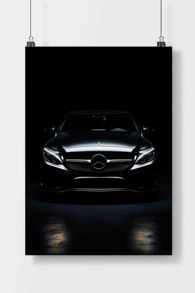 Luna Marissa Karanlıkta Mercedes Izgara Araba  Poster Çerçevesiz Duvar Posteri