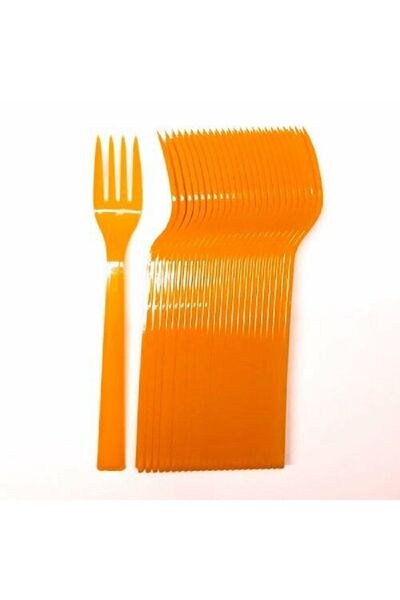 turkuaz parti 25 قطعة شوكة بلاستيكية برتقالية اللون