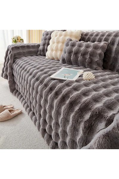 baladı home ev tekstil home collection Thick Plush Classic Furry Seat Covers (1 Pcs) for Ended Seat Cover