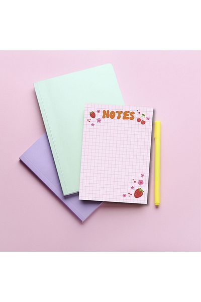 Pine Note Checkered Strawberry Cherry Patterned Planner/To Do List Notebook Memopad Notepad A6