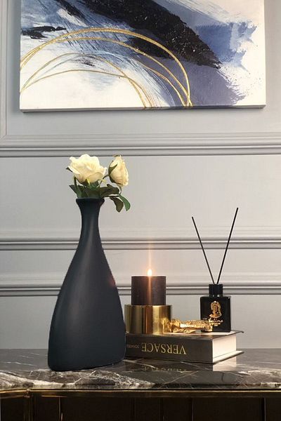 AstreHome Asymmetric Ceramic Handmade Vase - Black