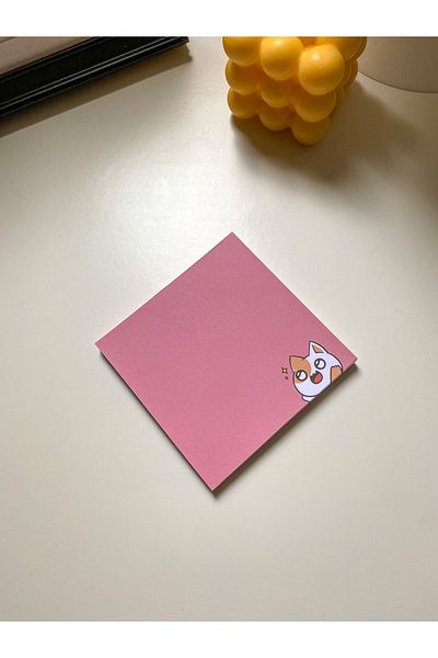 Pine Note Pink Cat Patterned Kawaii Memopad Memo Pad Notebook Notepad Planner