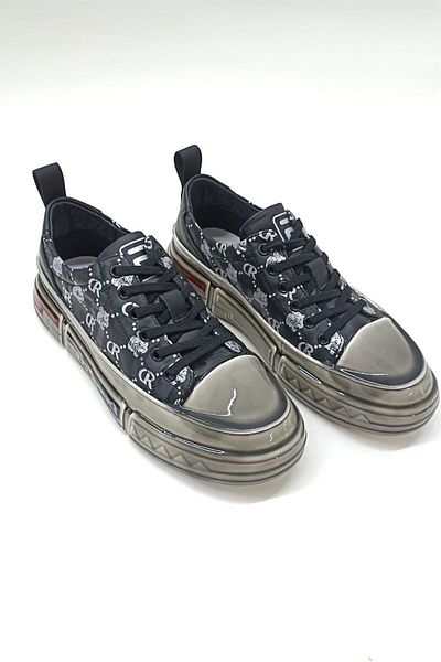 Guja Patterned Special Coated Black Men's Sneakers