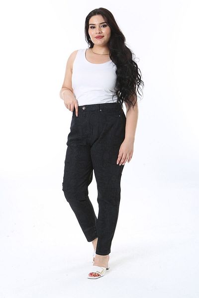 Şans Pantaloni din gabardină din lycra cu model negru de mărime mare - 65N38271