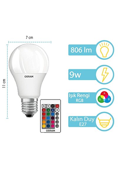 Osram Ledvance Led Base Rgbw Remote Clas.a60 Dım 9w/827 E27
