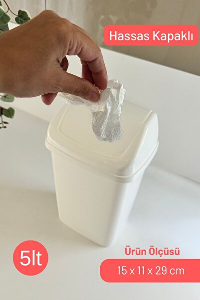 ongu home Hassas Kapaklı Tezgah Üstü Çöp Kovası Mutfak Banyo Ofis Için Çöp Kovası Beyaz
