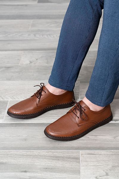 D&M DANİ&MARCA Men's Genuine Leather Casual Summer Shoes - Lace-Up Tan Skin