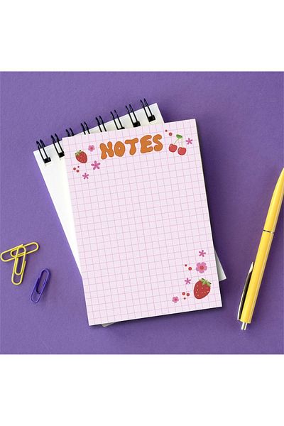 Pine Note Checkered Strawberry Cherry Patterned Planner/To Do List Notebook Memopad Notepad A6