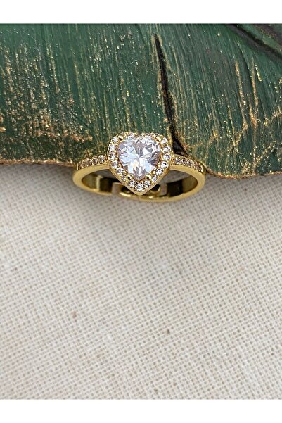 Shimmer خاتم قلب مرصع بأحجار لامعة قابل للتعديل / خاتم نسائي